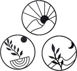 OYEFLY 3 PCS Boho Black Metal Wall Decor,Black Boho Metal Wall Art