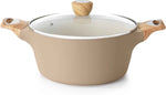 SENSARTE Ceramic Nonstick Stock Pot with Lid, 2.6/4.5/6.6/8.5 QT Soup Pot Casserole Pot, Non-toxic Healthy Pasta Pot, Large Cooking Pot Stew Pot, Induction Compatible, PFOA PFAS PTFE Free, White