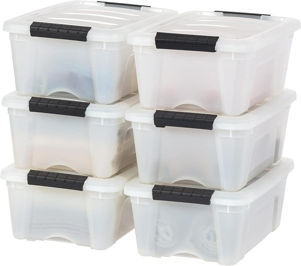 IRIS USA 4-Pack High-Capacity Clip Box Storage Bins for Home Office Classroom Organization