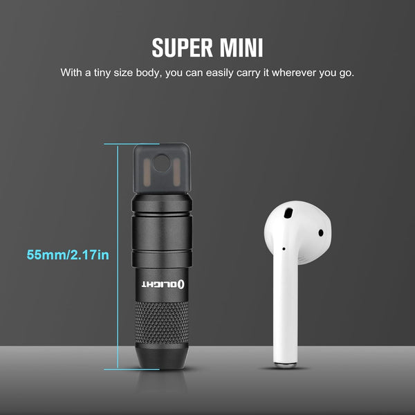 Olight imini 2 EDC rechargeable keychain flashlight, 50 lumens, compact and portable mini LED keyring light with built-in battery, ideal for everyday carry and emergencies, black