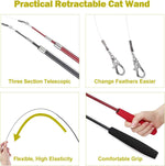 meohui 2pcs retractable cat fishing pole toy set with 9pcs cat feather toys refills