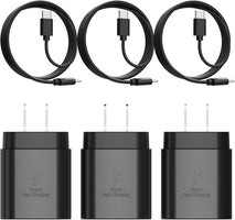 3-Pack 25W Type C Super Fast Charging Block with USB C Charger Cable