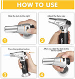 TBTEEK Butane Torch with Safety Lock & Adjustable Flame for Cooking, BBQ, Baking, Brulee, DIY Soldering