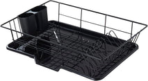 3-piece dish drainer rack set with cutlery holder for kitchen