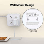 CHCORE 5Ft braided extension cord surge protector with 8 outlets and 4 usb charging ports, 2 usb c, flat plug, white