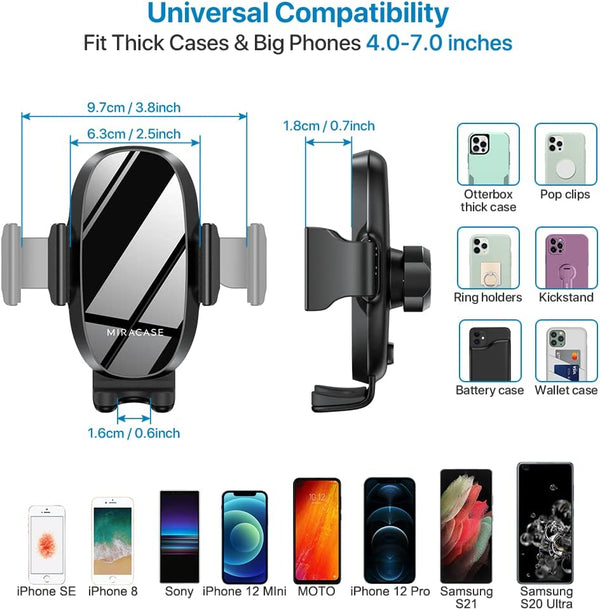 Miracase [Upgraded Version Cup Phone Holder for Car, Universal Adjustable Long Neck Car Phone Mount Cradle Friendly Compatible with iPhone Samsung Google and All 4.0-7.0 inches Smartphones