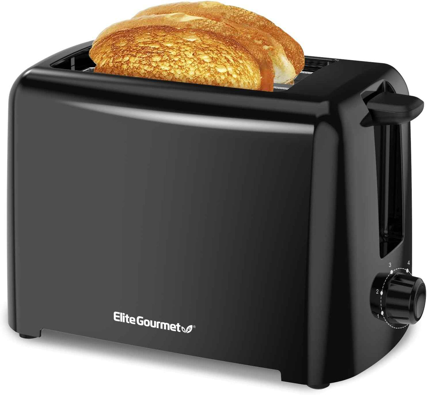 Elite Gourmet ECT1027G Cool-Touch 2 Slice Toaster, 6 Toast Settings & Cancel Function, Extra Wide 1.25” Slots Easily Fits Breads, English Muffins, Bagels & Waffles, Gunmetal Gray