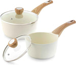 SENSARTE Ceramic Nonstick Sauce Pan with Lid, 3.0 Quart Saucepan with Double Spout, Large Cooking Pot, Non toxic Kitchen Sauce Pot, Non stick Saucier Pan, Induction Cookware, PFOA PTFE PFAS Free