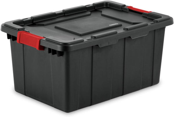 Sterilite 6-Pack Industrial Tote Storage Bins with Lids, 15 Gallon, Black