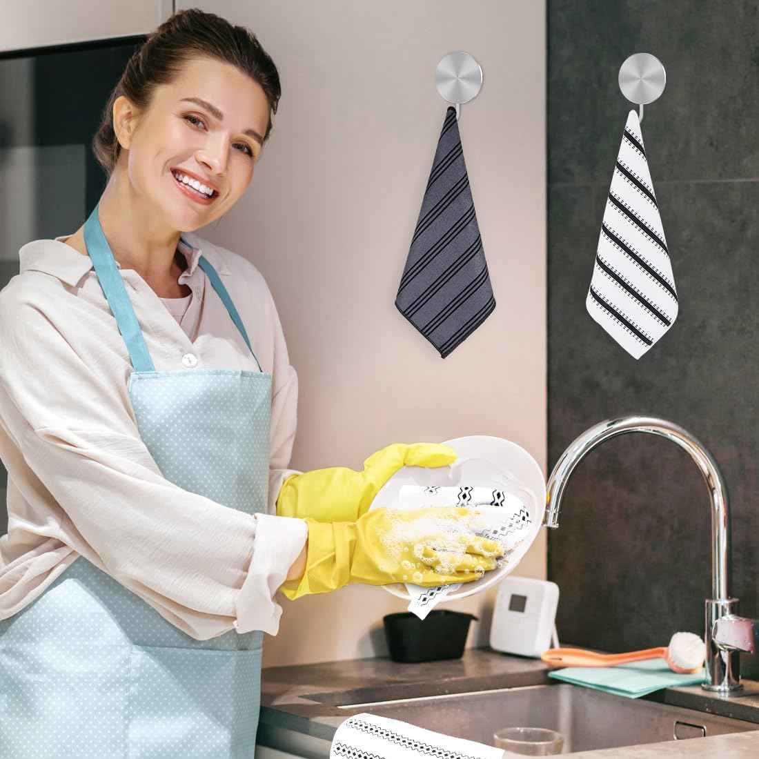 HOMEXCEL Microfiber Cleaning Cloth, Kitchen Towels 12 Pack, Lint Free, Scratch-Free, Highly Absorbent, Reusable Dish Towels for Kitchen and Household