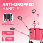 Sekey Wagon Cart with Wheels with 220LBS Capacity,Heavy Duty Wagon Carts Foldable,Lightweight Utility Portable Cart for Grocery, Shopping, Garden, Camping. Pink