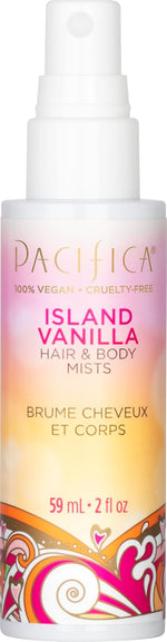 pacificas island vanilla 6oz hair and body mist, paraben-free, no alcohol, vegan and cruelty-free for women