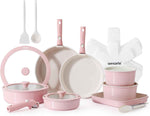 SENSARTE 24 Piece Pots and Pans Set, Nonstick Detachable Handle Cookware, Induction Kitchen Cookware Set with Removable Handle, Healthy Non Stick for RV, Dishwasher ＆ Oven Safe (White)