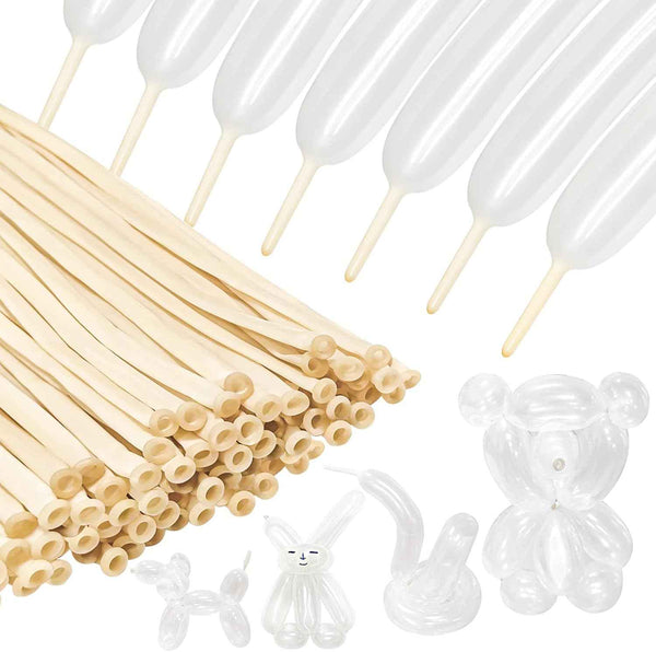 100Pcs 260 Balloons White Long Balloons for Balloon Garland Thickening Skinny Latex Twisting Balloon for Animals Modeling Christmas Birthday Wedding Party Decorations