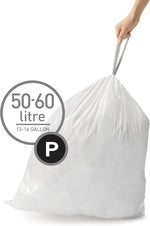 Custom fit liners for simplehuman kitchen trash cans, 50% PCR plastic, 50-60 liter capacity
