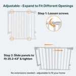 Cumbor 29.2-43" White Baby Gate for Stairs, Wall-Mounted, Expandable Dog Gate with Auto Close Walk Thru