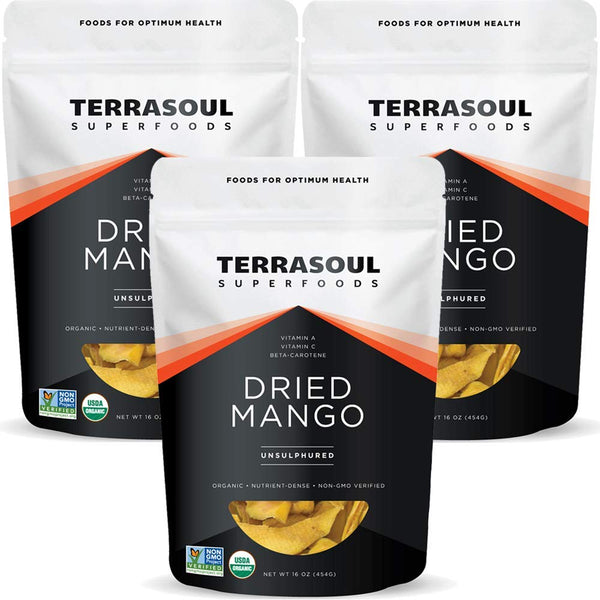 Terrasoul Superfoods Organic Dried Mango Slices, 16 Oz, No-Added Sugar, Gluten-Free, Vegan