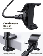 Lamicall Gooseneck Phone Holder Bed - [Nylon Braided] Flexible Arm, 38inch Overall Length, 360 Adjustable Clamp Clip, Overhead Cell Phone Mount Stand for Bed, Desk, 4-7” Cellphone, Gifts