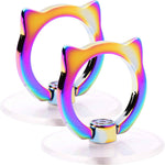 Cat Phone Ring Holder - EI Sonador Clear Cell Phone Ring Holder Transparent Stand Finger Grip (1 Silver + 1 Rose Gold Cat)