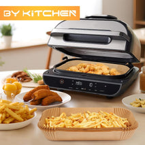 BYKITCHEN Air Fryer Liners for Ninja FG551/DG551/IG651 Foodi Smart XL Indoor Grill, Set of 100, Rectangle Air Fryer Parchment Paper Liners, Ninja Foodi XL Grill Accessories