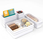 10 PCS Drawer Organizer Set, 4 Size Makeup Drawer Divider Organizer With Non-Slip Pads, Interlocking Plastic Storage Bins for Office,Jewelry Vanity,Gadgets, Bathroom,Kitchen, Black