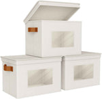 Univivi Fabric Foldable Storage Boxes [4-Pack] Large Collapsible Stackable Storage Bins with Lids, Closet Organizers and Storage Cube Basket for Home, Office, Bedroom (Gray, 17“ x 12” x 12")