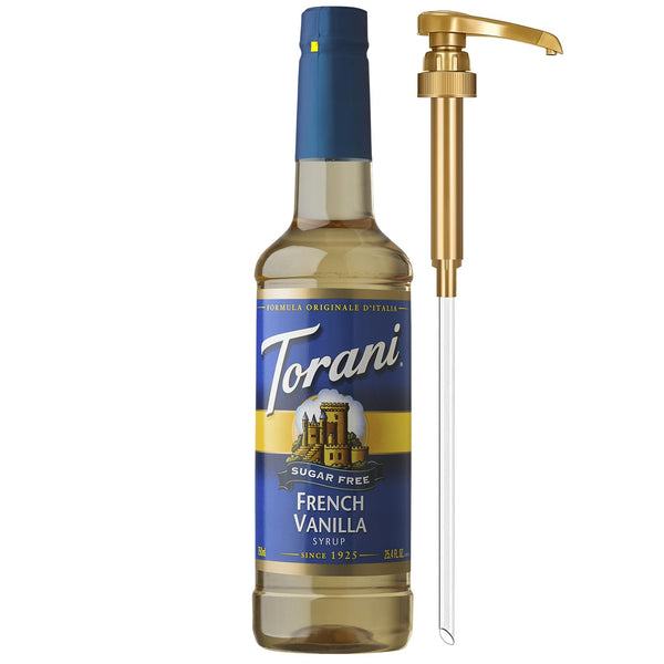Torani sugar-free vanilla flavored syrup, zero-calorie, 25.4 fl oz, pump included