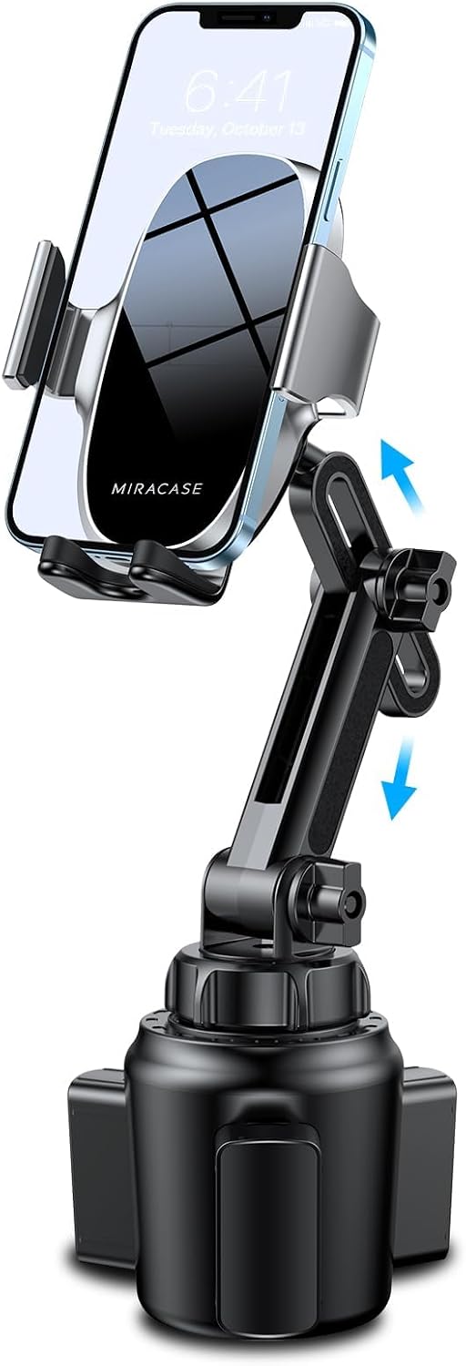 Miracase [Upgraded Version Cup Phone Holder for Car, Universal Adjustable Long Neck Car Phone Mount Cradle Friendly Compatible with iPhone Samsung Google and All 4.0-7.0 inches Smartphones
