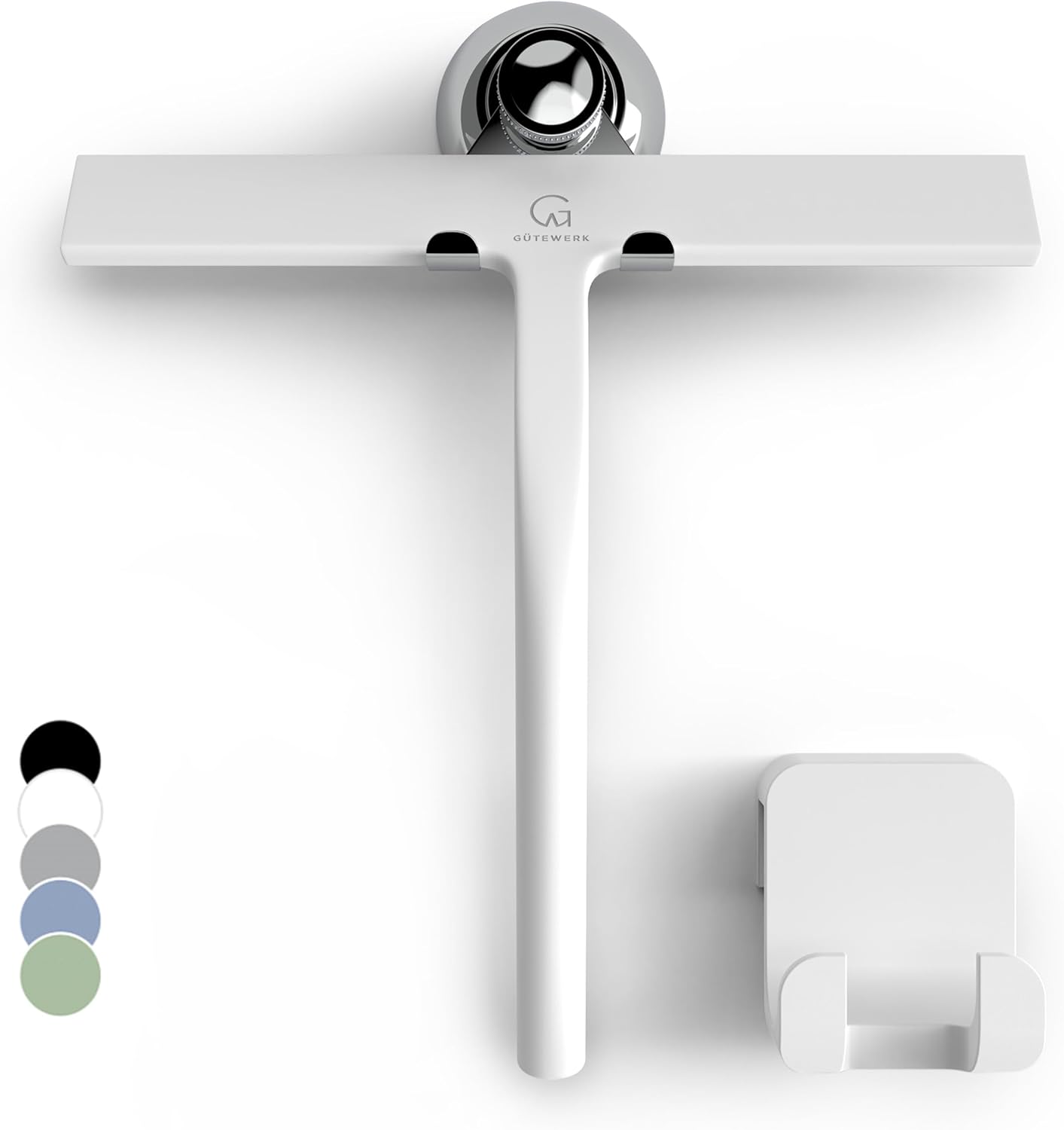 GÜTEWERK Shower Squeegee for Glass Doors, Silicone Window Squeegee, Bathroom and Glass Cleaning - Black - 9 Inch