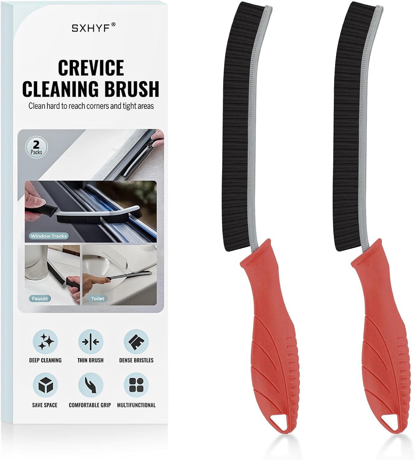 SXhyf Crevice Cleaning Brush – Hard Bristle Grout Scrub Brush for Bathroom, Kitchen & Household Cleaning
