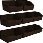 Closet Organizers Bins 6 Packs - Large Closet Shelf Organizer with Handles, Fabric Trapezoid Storage Bins, Collapsible Storage Cubes for Clothes, Towels, Light Gray