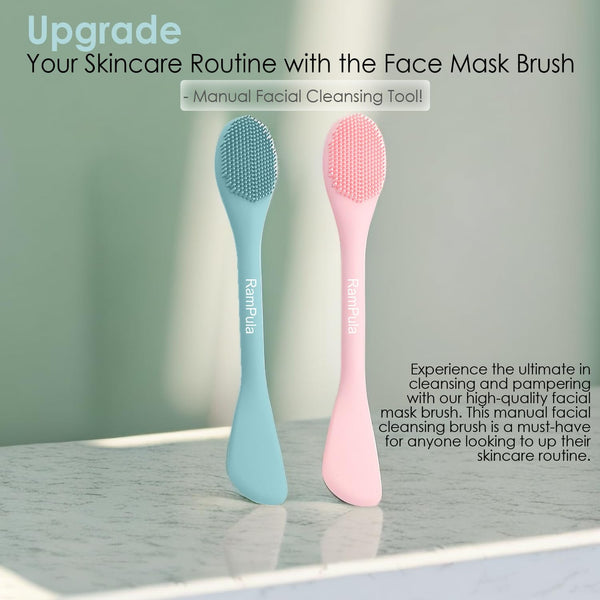 Facial cleansing brush, 2-in-1 silicone face mask brush & face scrubber for exfoliating, massaging, removing blackheads, and skincare