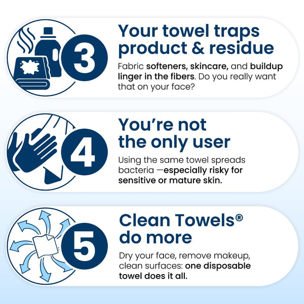 clean skin club clean towels xl 100% usa biobased disposable face towels 100 ct 2 pack