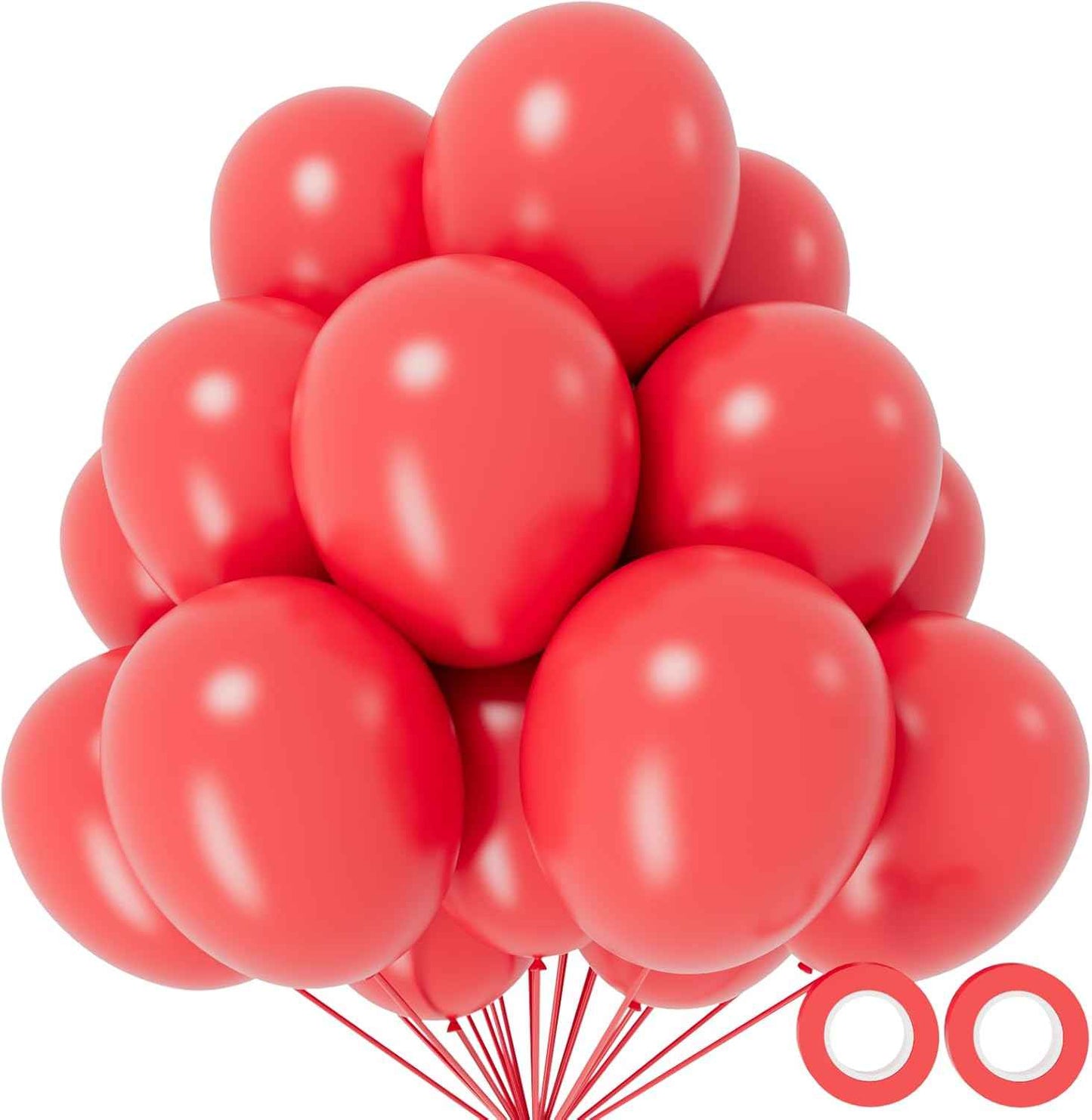 Red Balloon 110pcs, Red Latex Balloons12 inch for Birthday Valentine's Day Wedding(with 2 Ribbons).