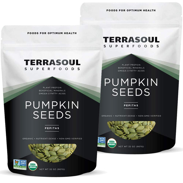 Terrasoul Superfoods Organic Pumpkin Seeds, 2 Lbs - Shelled, Raw, Unsalted, Premium Quality