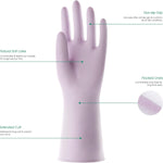 COOLJOB 3 Pairs Colorful Household Gloves with Cotton Liner & Non-slip Grip, Water Resistant Reusable Dish Washing Rubber Gloves for Kitchen & Bathroom Cleaning, Medium