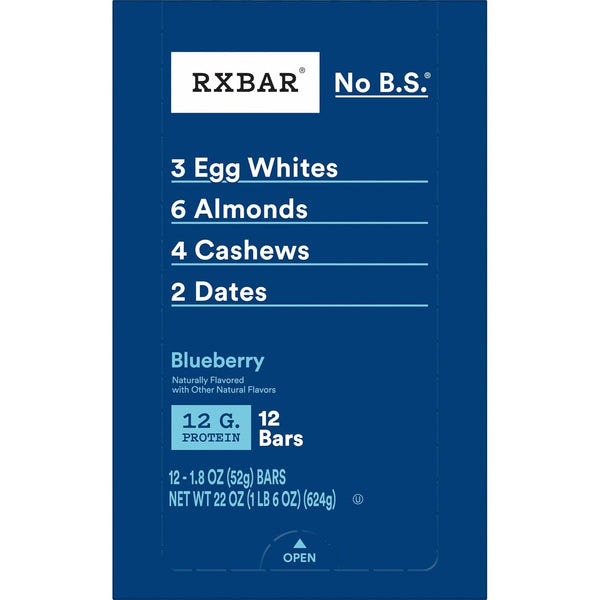 RXBAR Blueberry Protein Bars, 22oz Box, 12 Count, Gluten Free