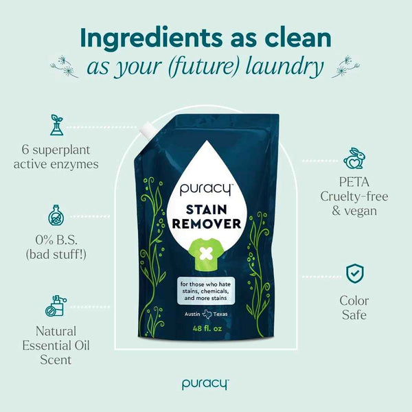 Puracy Natural Stain Remover, Unscented Laundry and Spot Cleaner for Clothes, Baby, and Kids