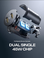 Dual USB-C Car Charger with 90W Power Delivery for iPhone and Samsung