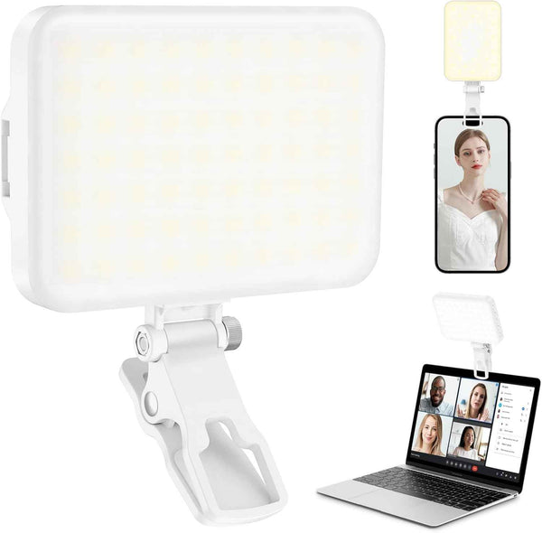 ALTSON 60 LED Portable Selfie Light Video Conference Lighting with Clip & Camera Tripod Adapter Rechargeable 2200mAh CRI 97+, 3 Light Modes for Phone iPhone Webcam Laptop Photo Makeup