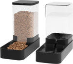 Automatic Cat Feeder and Water Dispenser Set with Pet Food Bowl, Gravity Dog Waterer, and Food Feeder for Small to Large Pets, 3.3L Black