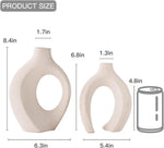 snuggle hollow ceramic vase set of 2 milky white nordic modern boho home decor