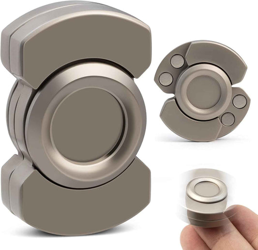 3-in-1 Fidget Toys Adults: Spinner, Slider, Clicker – Magnetic Stainless Steel Bearings for Super-Stable Rotation – Stress Relief, Enhanced Focus, and Habit Breaking, Christmas Party Favor Kid, Silver