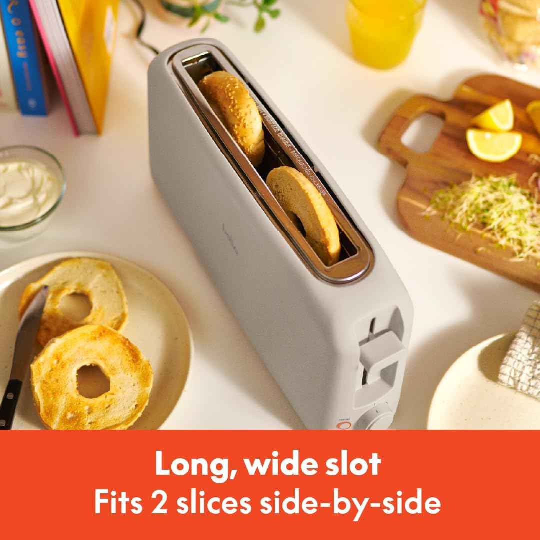 bella 2-Slice Slim Toaster, 6-Setting Shade Control with Reheat & Cancel Buttons, 900 Watt, Oatmilk