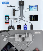 USB C Charging Station 10 Port with 4 Cables,200W GaN Type C Charger Block,Wall Charger Power Strip Adapter Plug for iPad iPhone17 16 15 14 13 12 Pro Max Pixel Note Galaxy