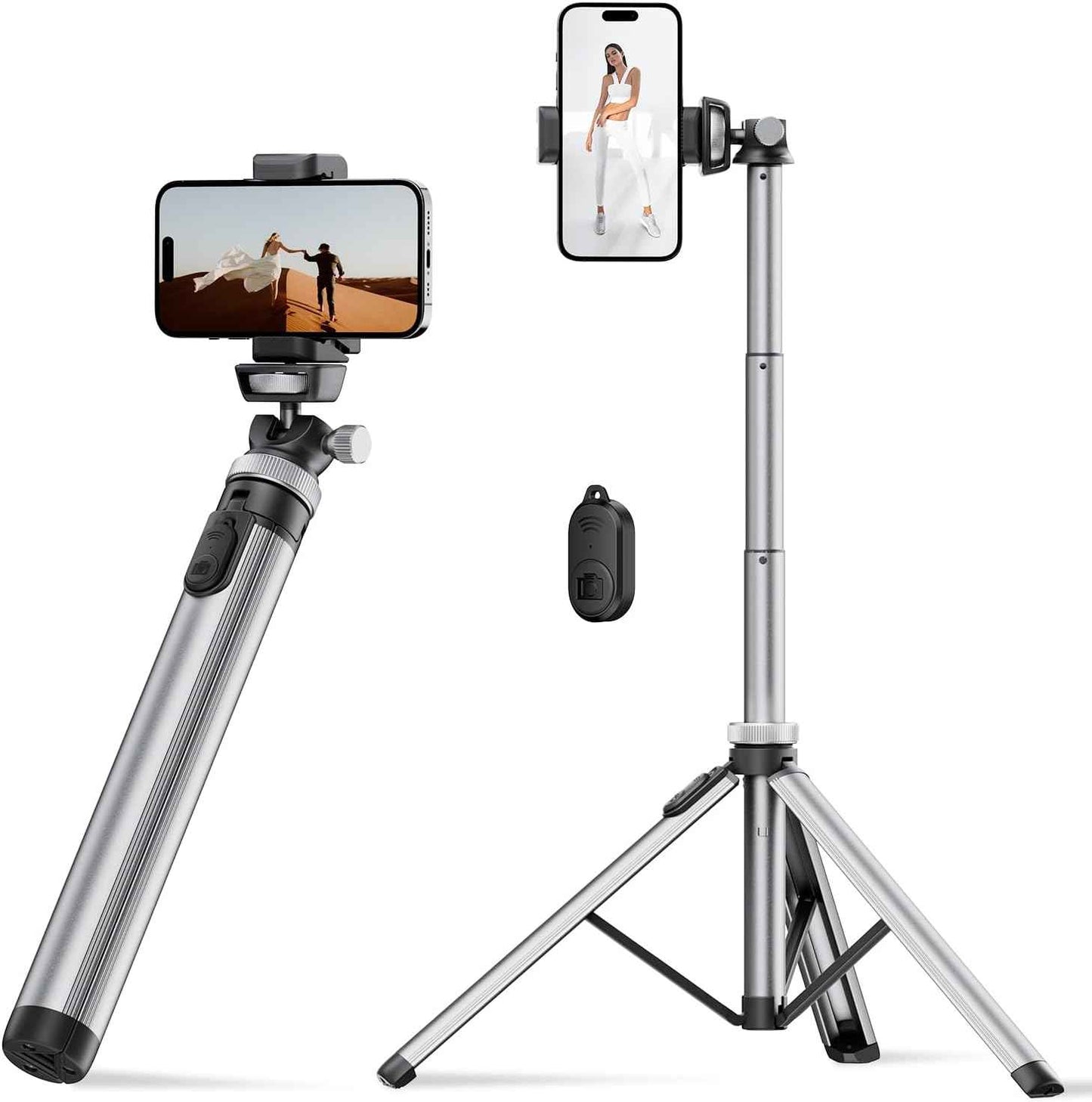 EUCOS 62" Phone Tripod, Tripod for iPhone & Selfie Stick with Remote, Extendable Cell Phone Stand & Ultimate Phone Holder, Solidest Phone Stand Compatible with iPhone/Android