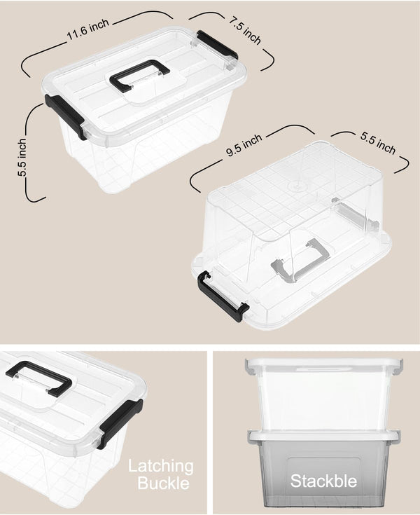 Clear plastic storage bins with lids for home office pantry organization