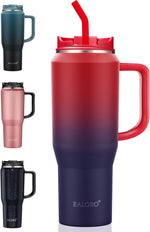 40 oz Insulated Tumbler with Handle and Lid, Stainless Steel Travel Coffee Mug Cup, Black
