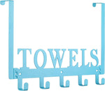 Over The Door Hooks, Towel Holder for Bathroom, Door Mount Towel Rack Towel Hooks for Bedroom Beach Towels Bathrobe Wall Mount Hang on The Door Cabinet Cupboard Metal Sandblasted (Black)