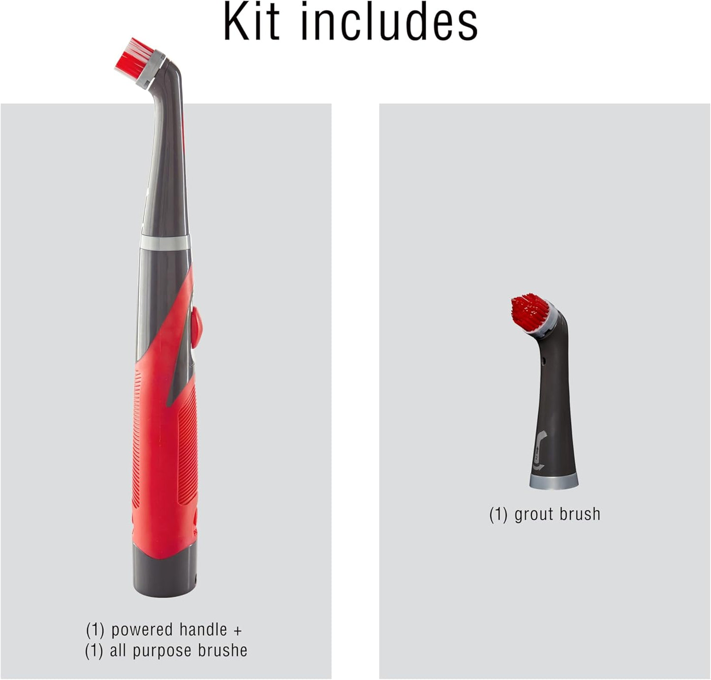 Rubbermaid Reveal Power Scrubber with Multi-Purpose & Grout Head, Cordless Electric Battery Powered Scrub Brush, Water Resistant, for Home/Kitchen/Bathroom/Grout/Tile/Shower/Tub